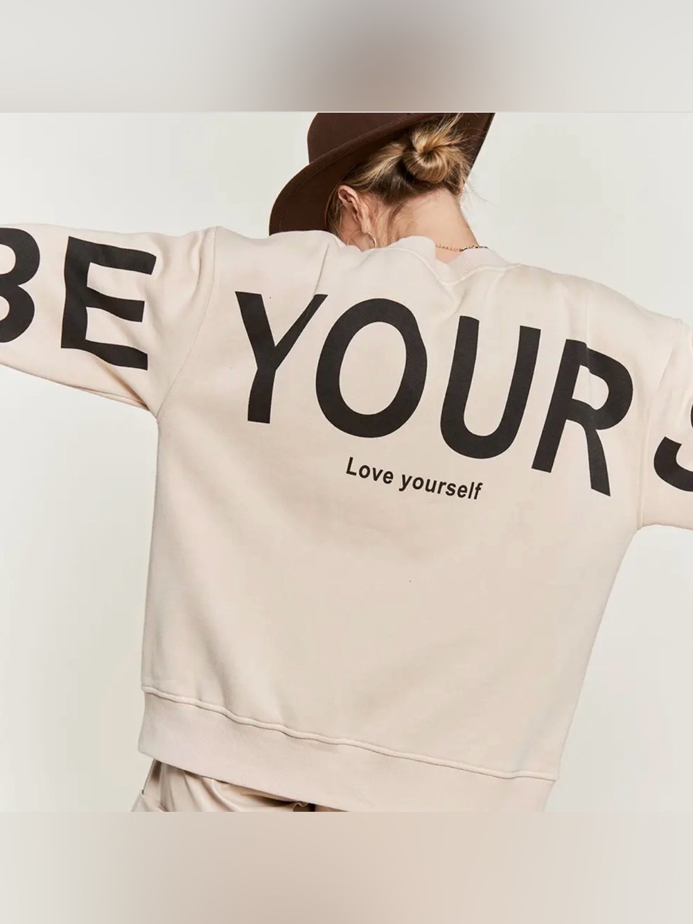 Love Yourself Oversized Sweatshirt - Cream